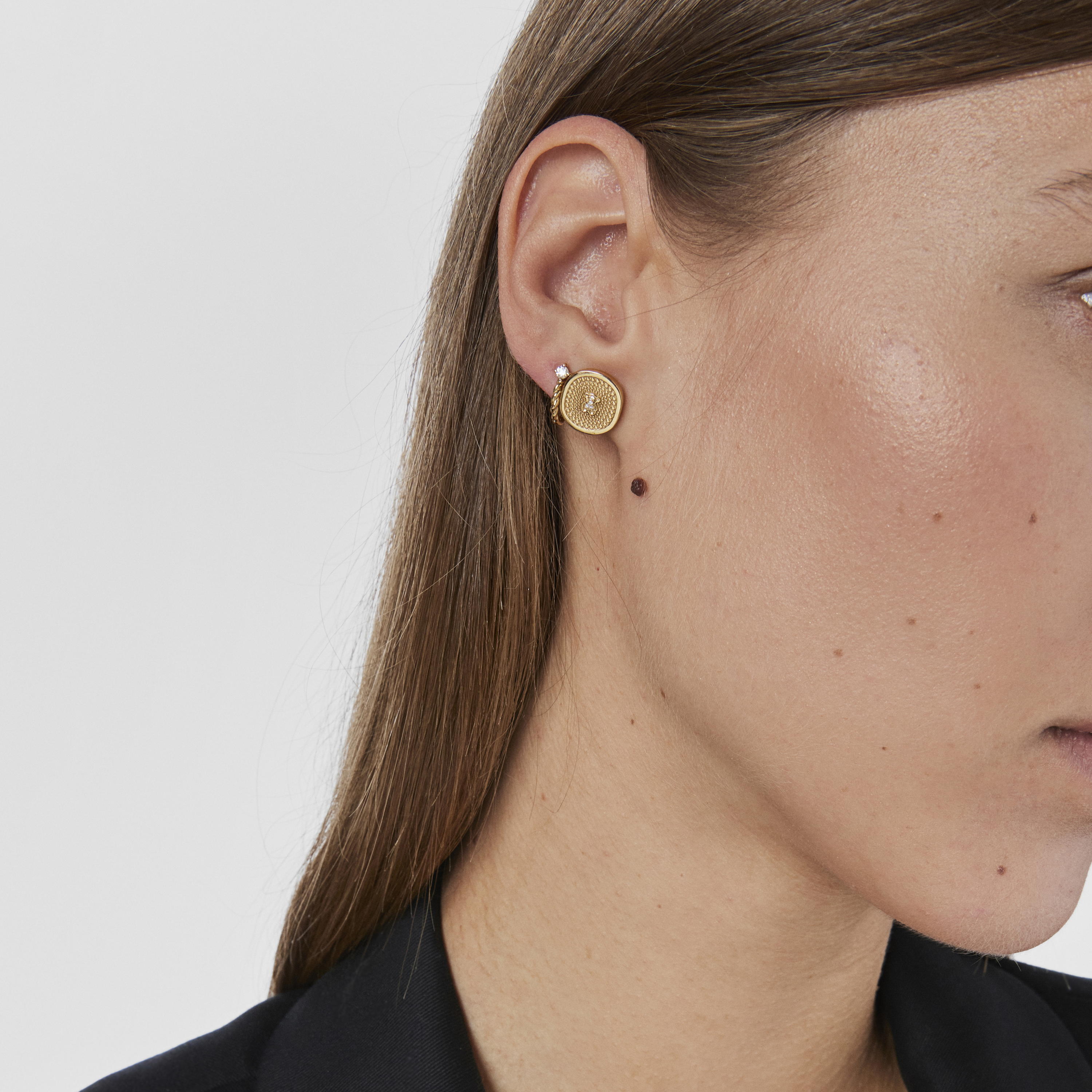 18K solid gold Oursin Earrings with 0.02ct diamonds