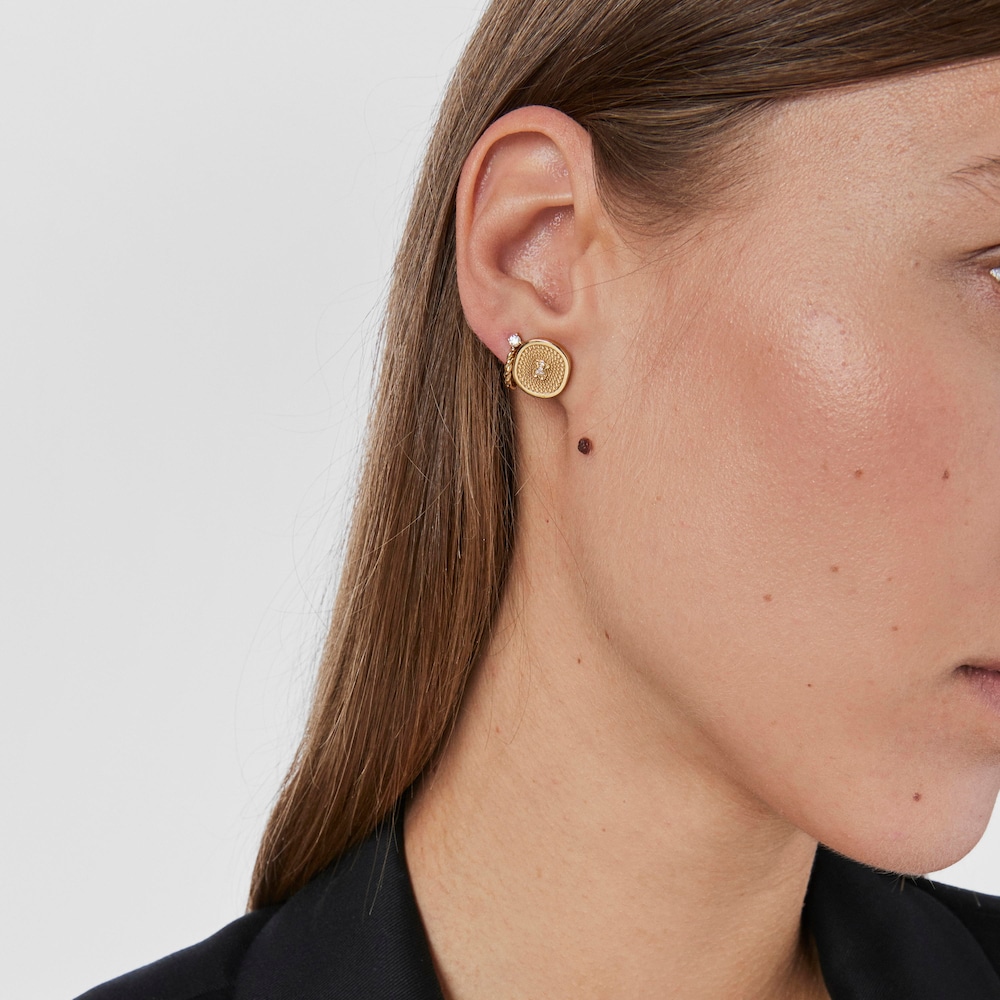 Gold Oursin Earrings with 0,02ct diamonds