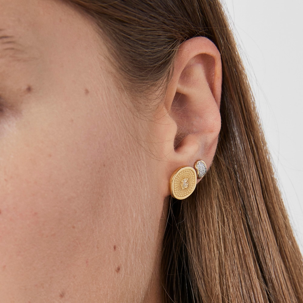 Gold Oursin Earrings with 0,02ct diamonds