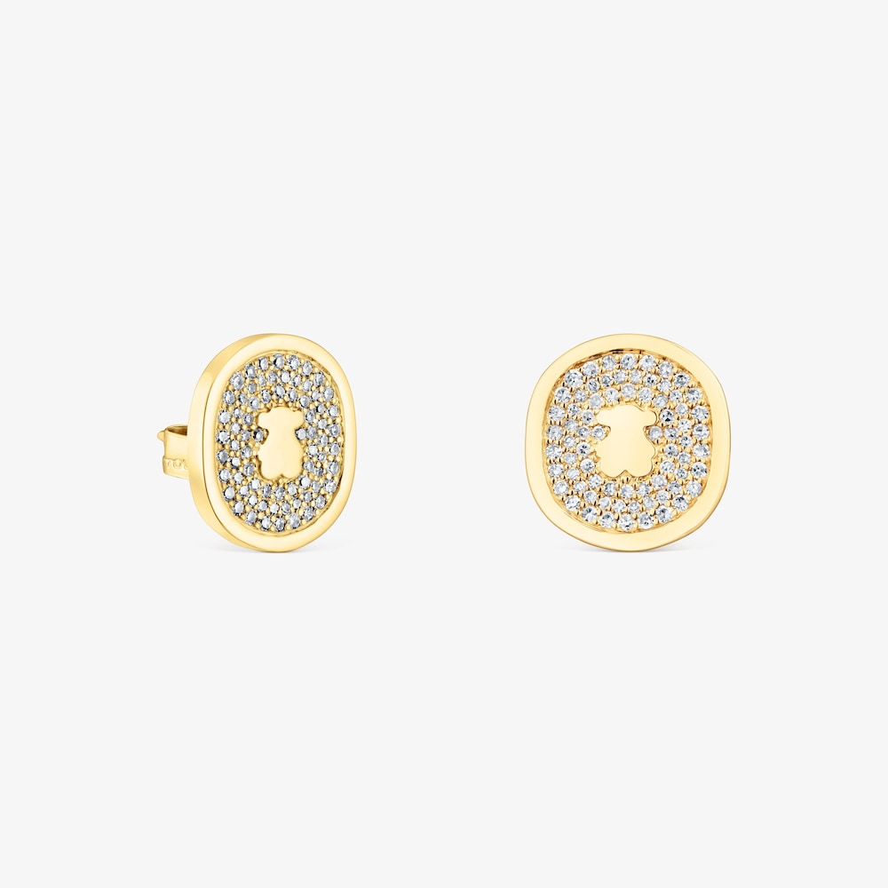 Boucles d&rsquo;oreilles Oursin en or avec diamants de&nbsp;0,42&nbsp;ct.