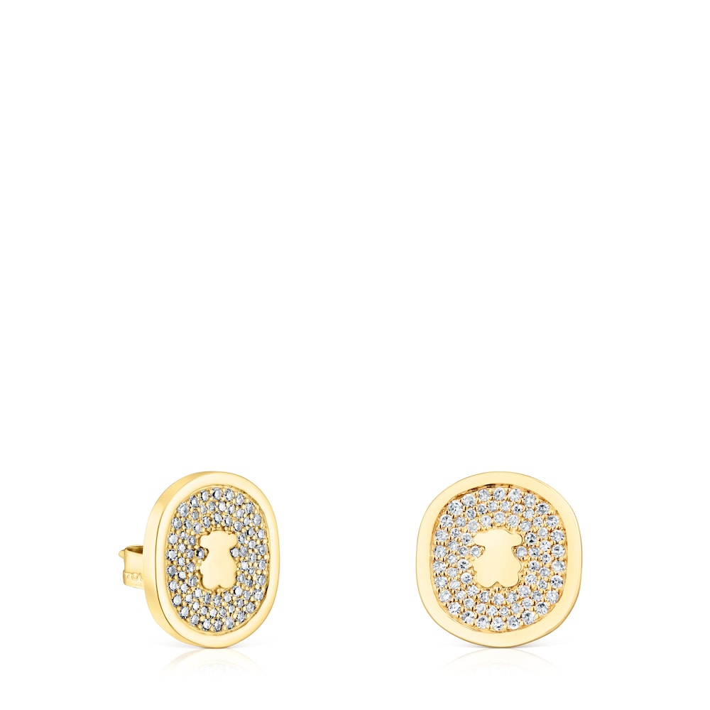 Gold Oursin Earrings with 0,42ct diamonds