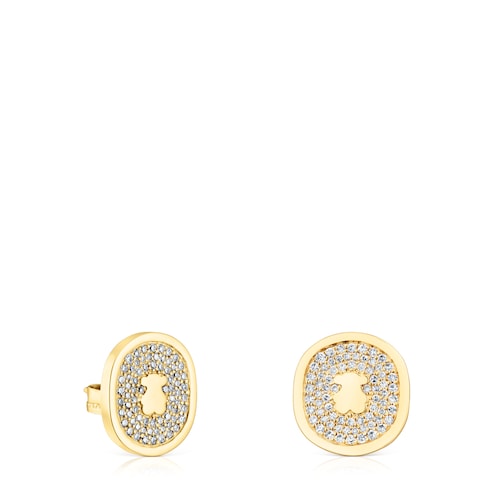 Gold Oursin Earrings with 0,42ct diamonds