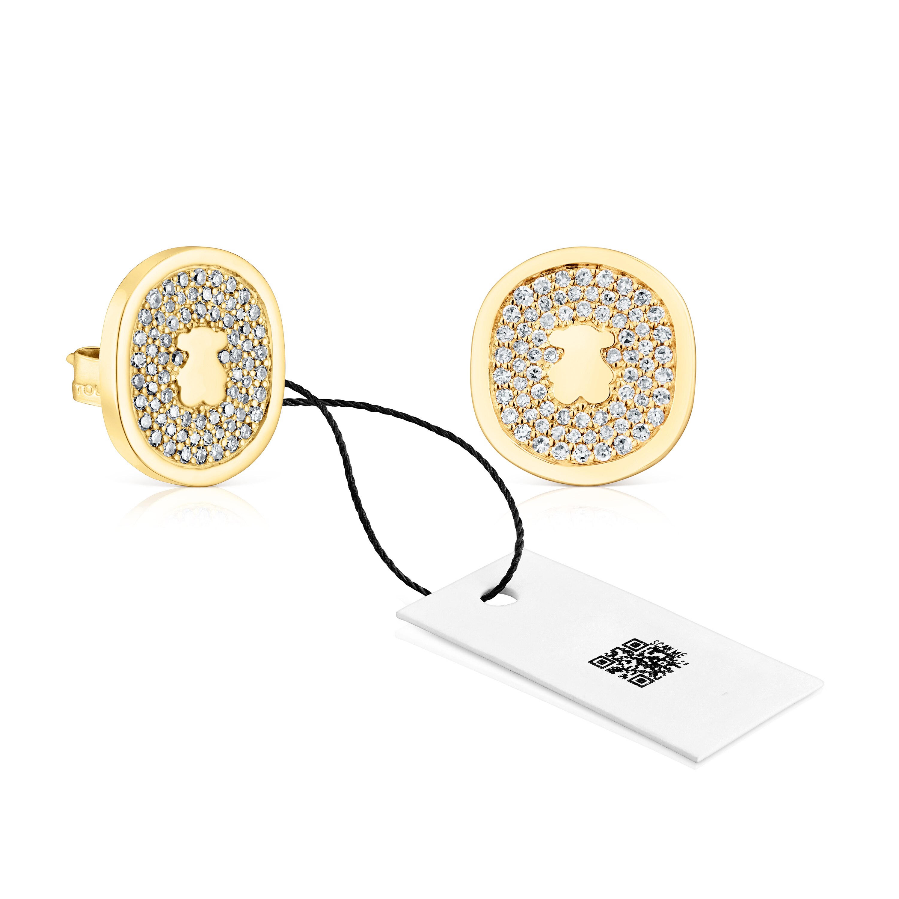 18K solid gold Oursin Earrings with 0.42ct diamonds