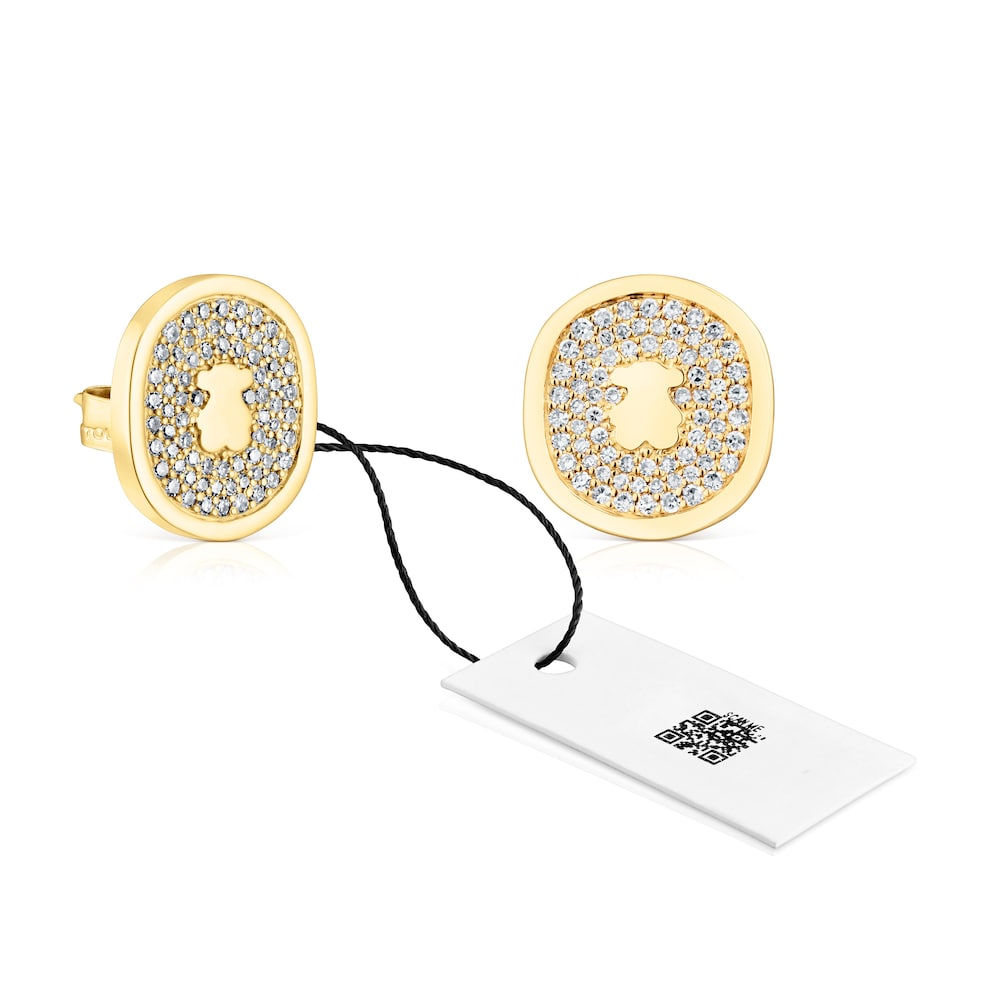 Boucles d&rsquo;oreilles Oursin en or avec diamants de&nbsp;0,42&nbsp;ct.