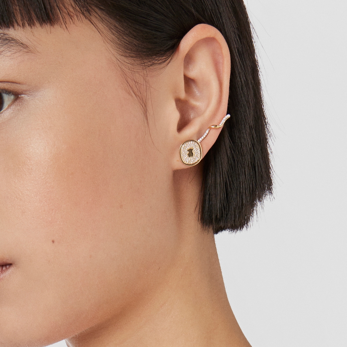 Gold Oursin Earrings with 0,42ct diamonds