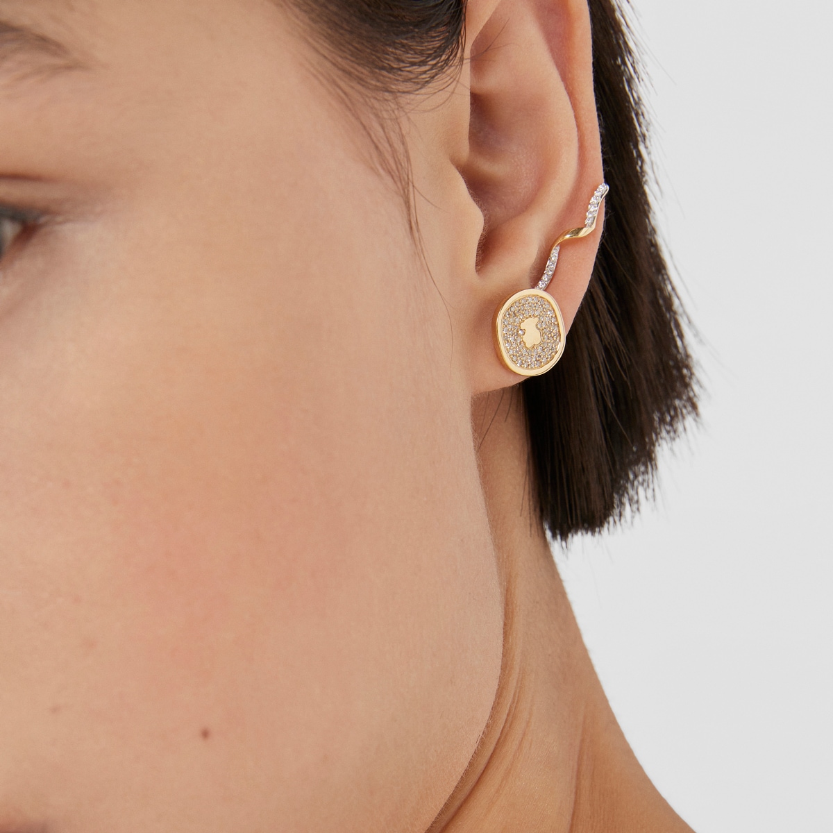 Gold Oursin Earrings with 0,42ct diamonds
