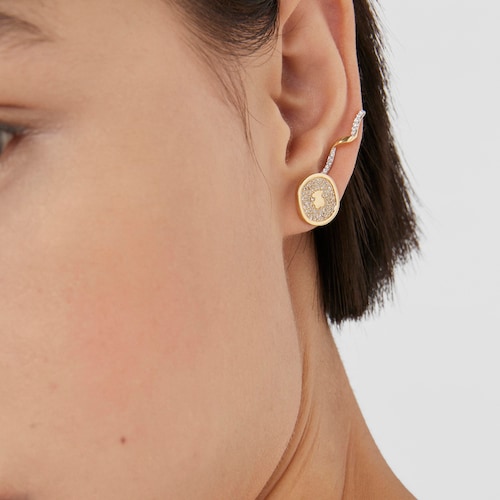 Gold Oursin Earrings with 0,42ct diamonds