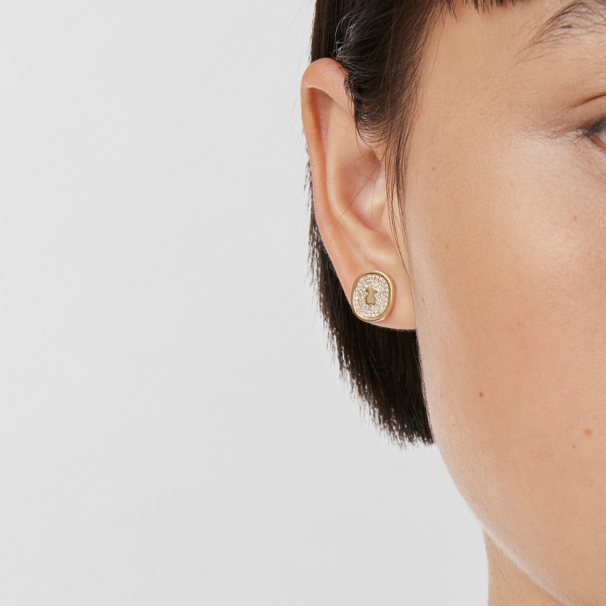 Gold Oursin Earrings with 0,42ct diamonds