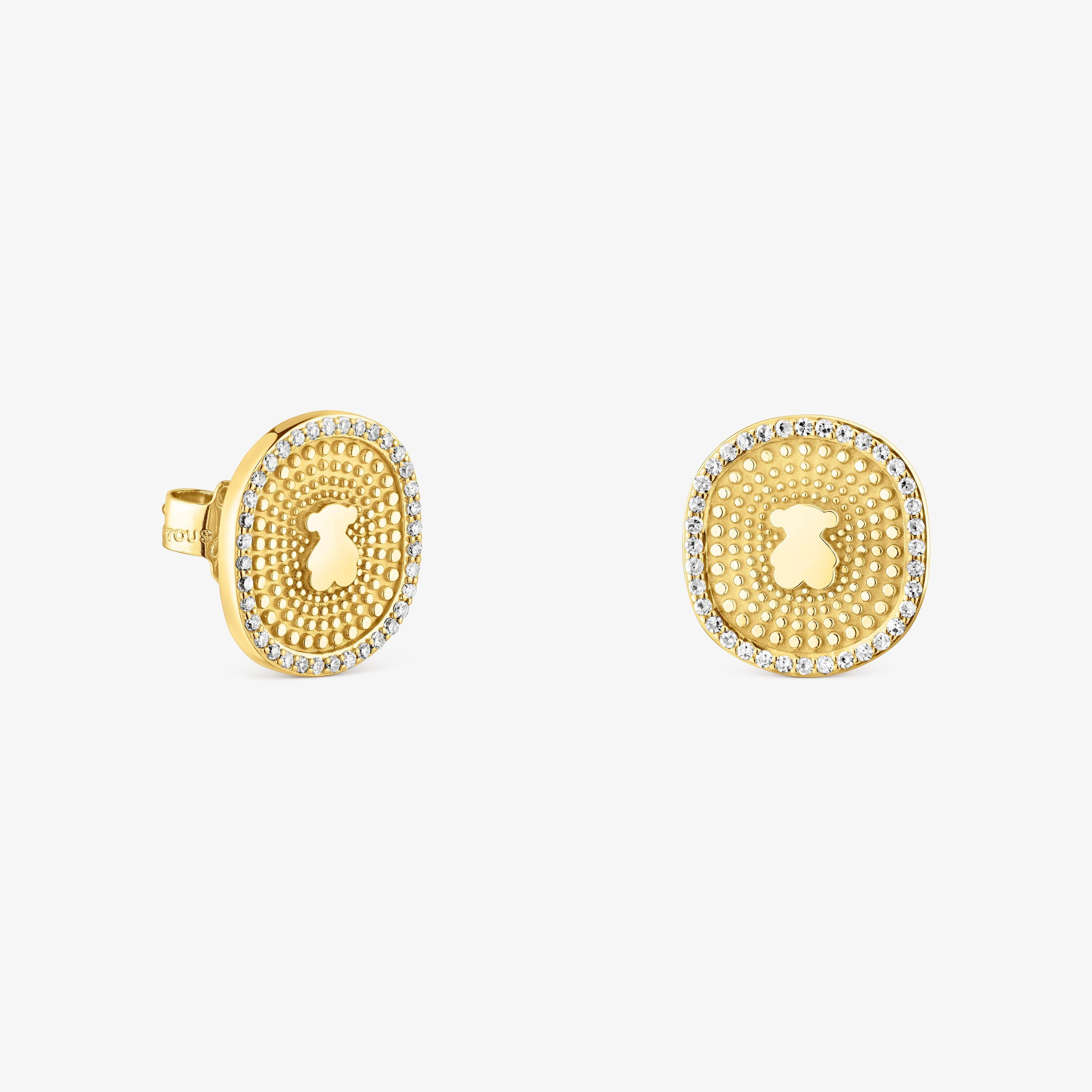 18K solid gold Oursin Earrings with 0.19ct diamonds