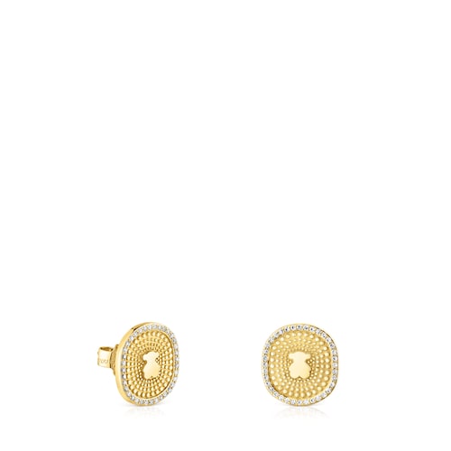 Gold Oursin Earrings with 0,19ct diamonds