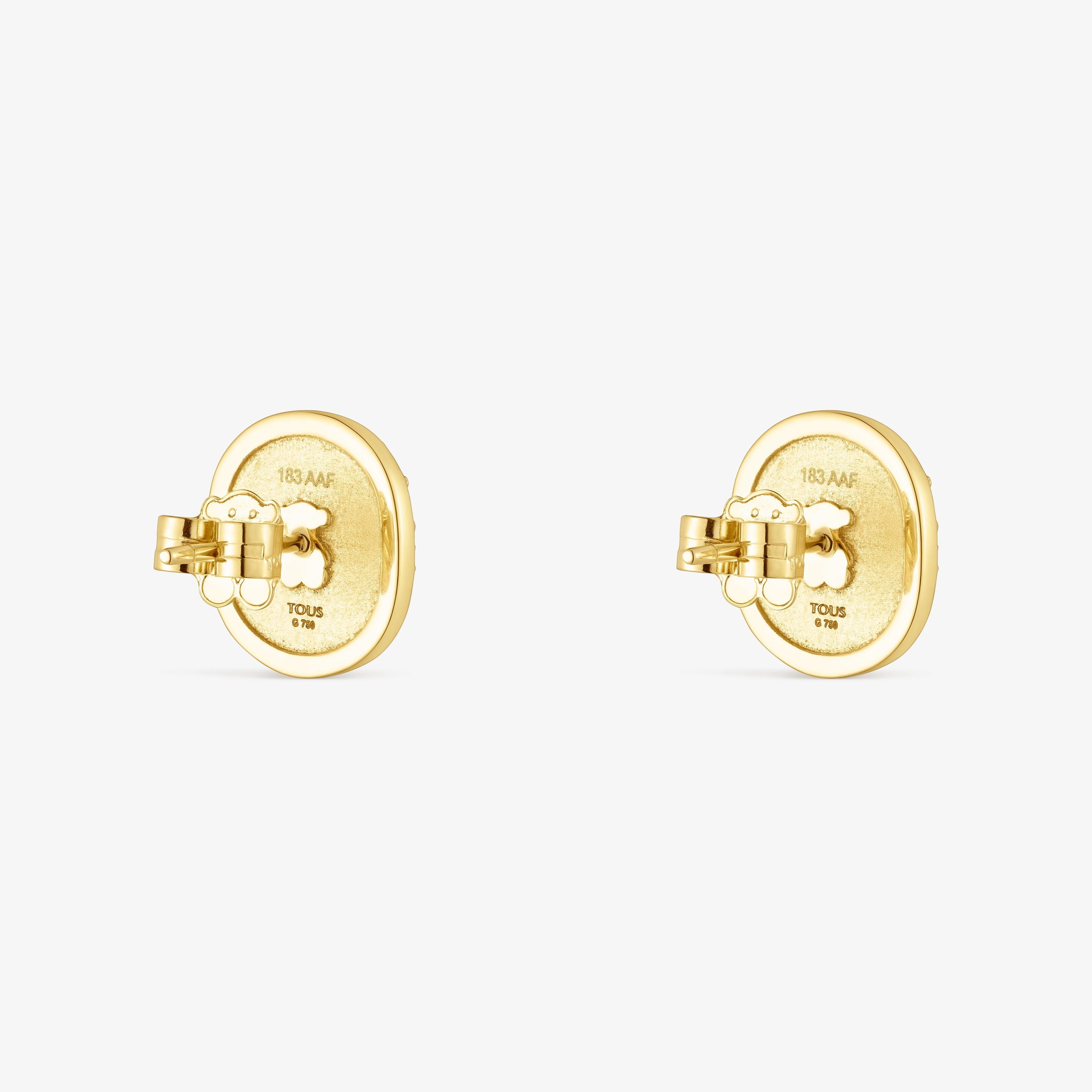 18K solid gold Oursin Earrings with 0.19ct diamonds