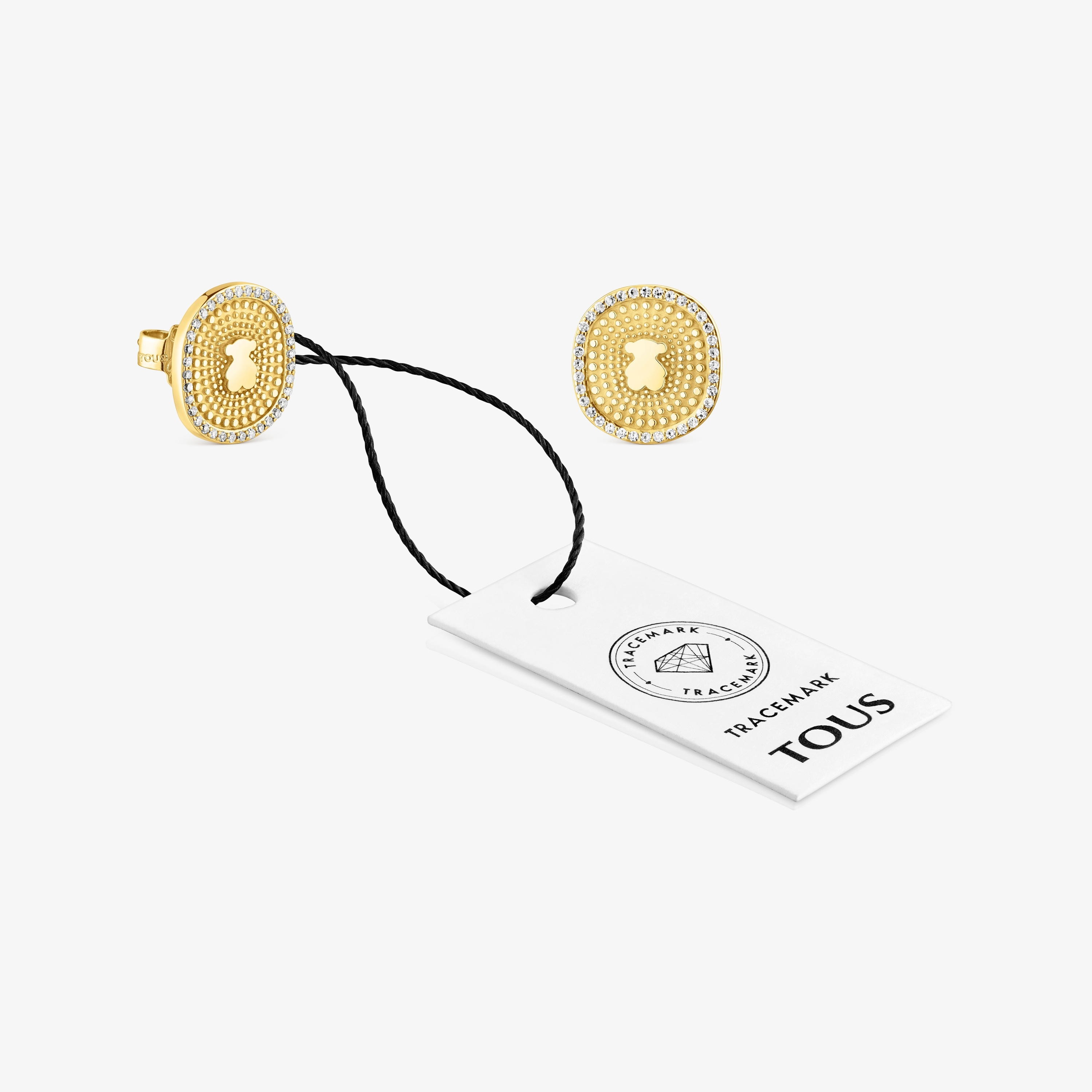 18K solid gold Oursin Earrings with 0.19ct diamonds