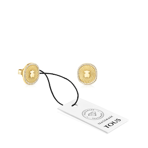Gold Oursin Earrings with 0,19ct diamonds