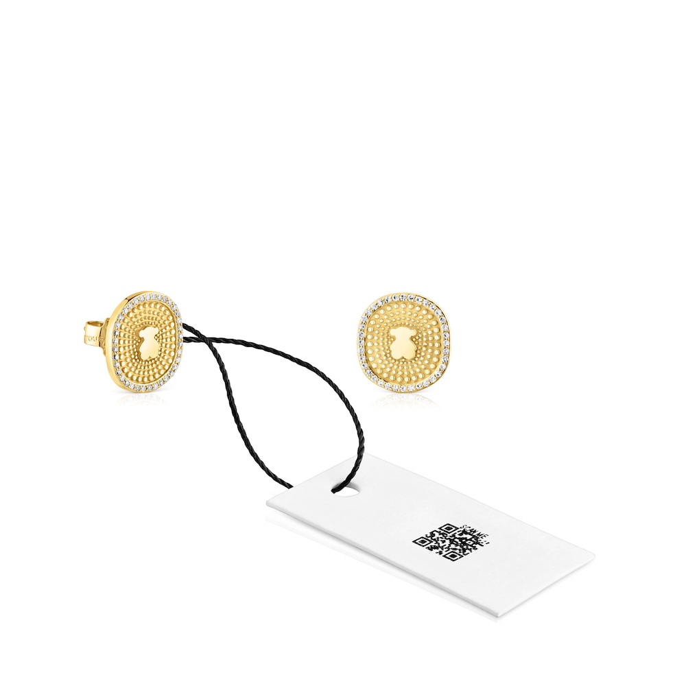 18K solid gold Oursin Earrings with 0.19ct diamonds