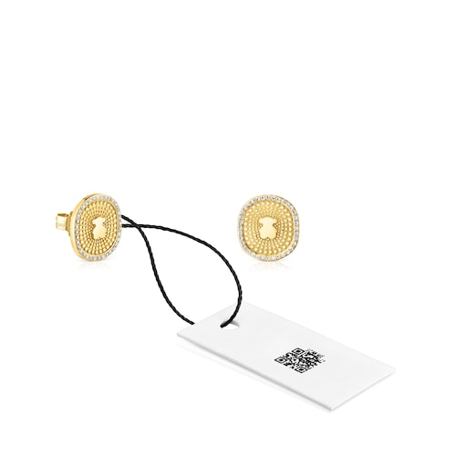 Gold Oursin Earrings with 0,19ct diamonds