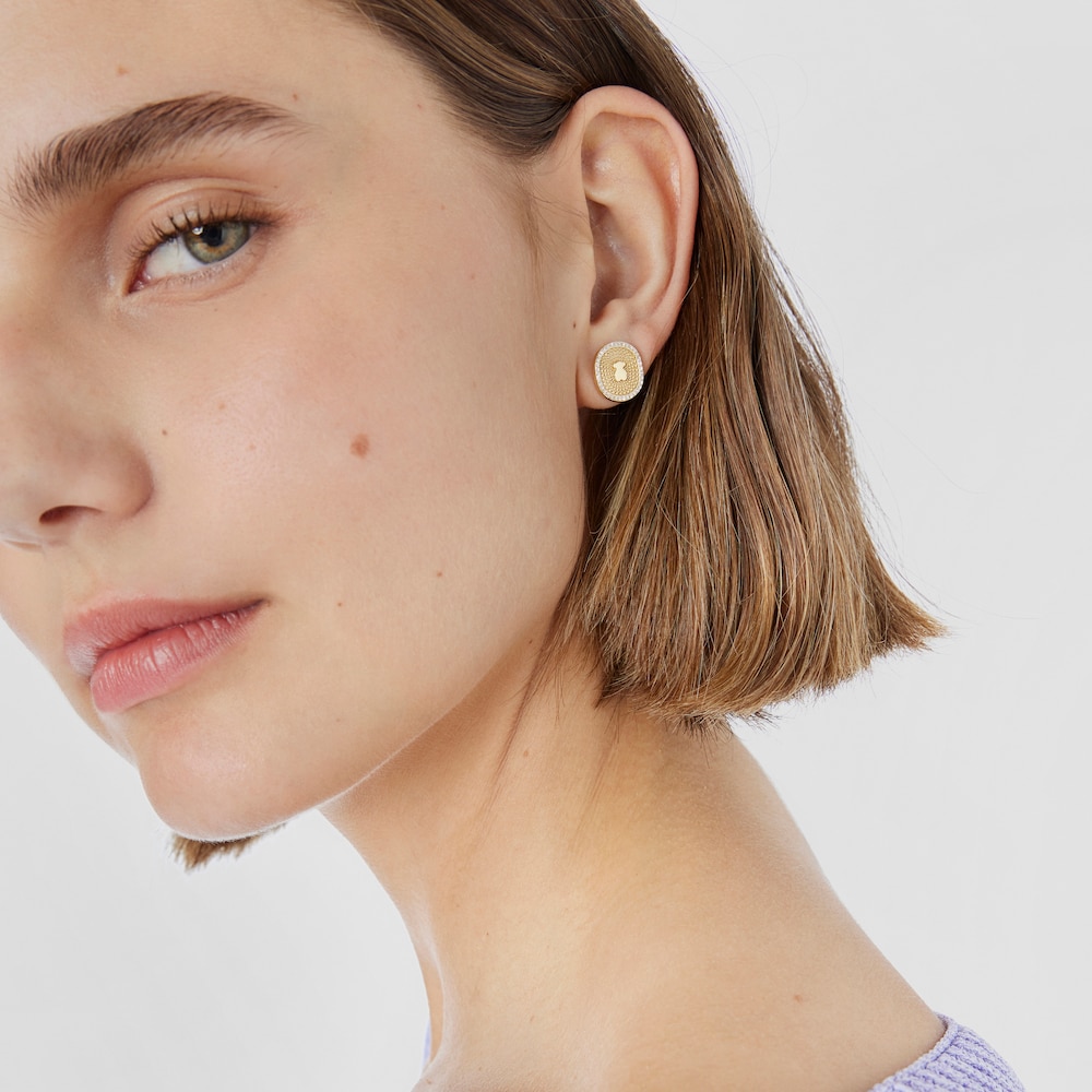 18K solid gold Oursin Earrings with 0.19ct diamonds