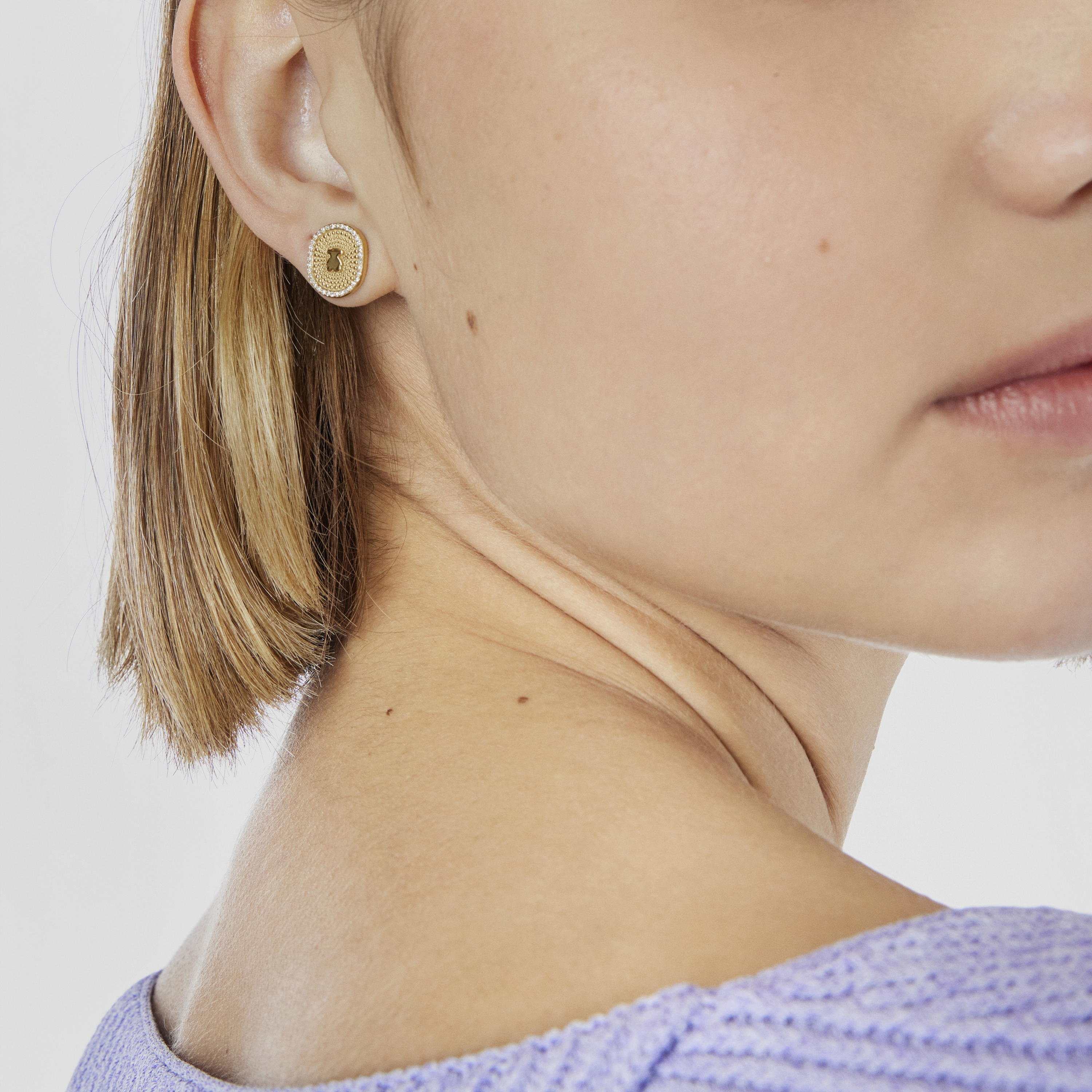 18K solid gold Oursin Earrings with 0.19ct diamonds