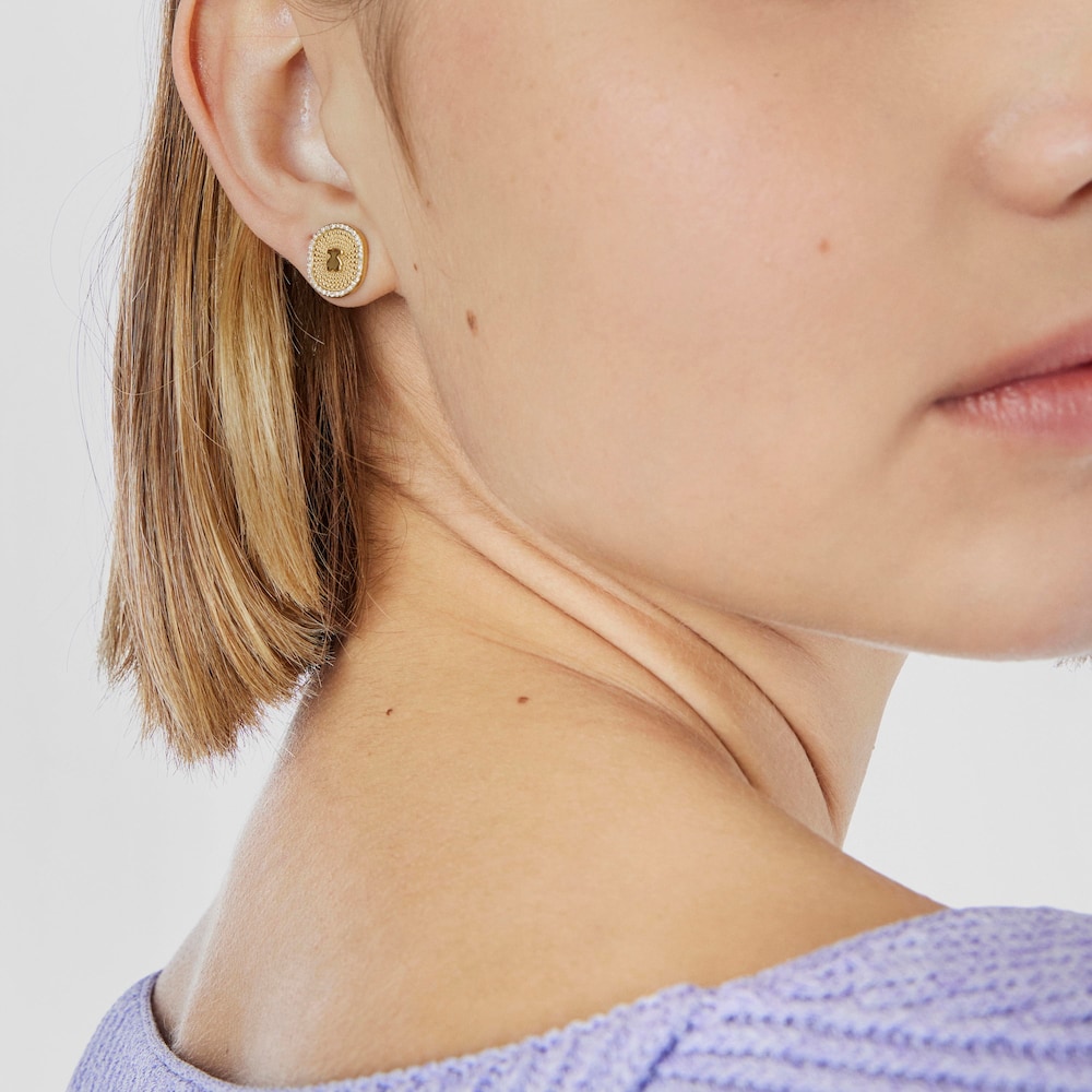 18K solid gold Oursin Earrings with 0.19ct diamonds