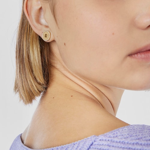 Gold Oursin Earrings with 0,19ct diamonds