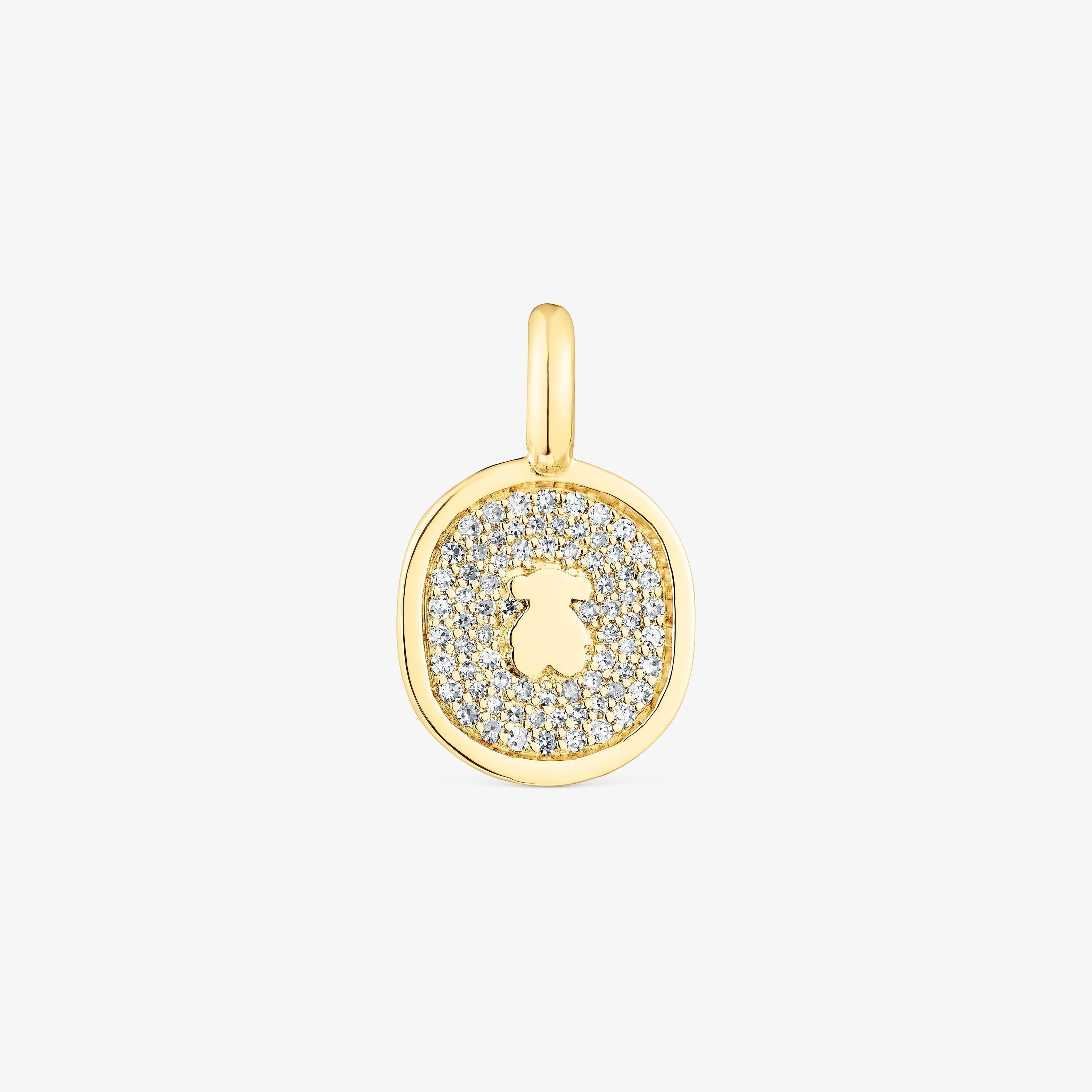 18K solid gold Oursin Pendant with 0.21ct diamonds