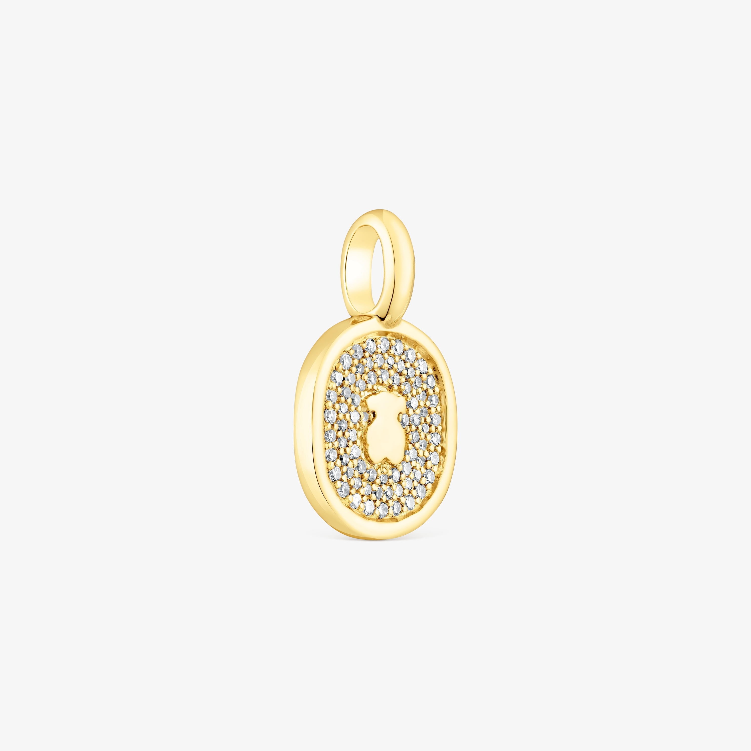 18K solid gold Oursin Pendant with 0.21ct diamonds
