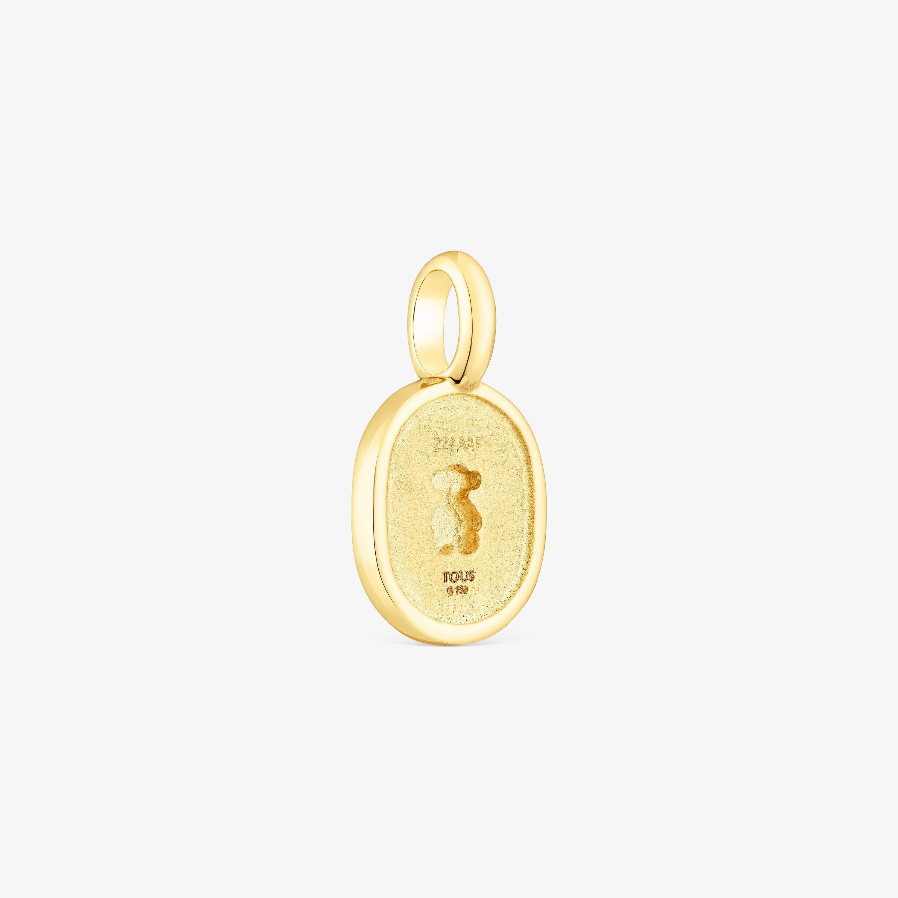 18K solid gold Oursin Pendant with 0.21ct diamonds
