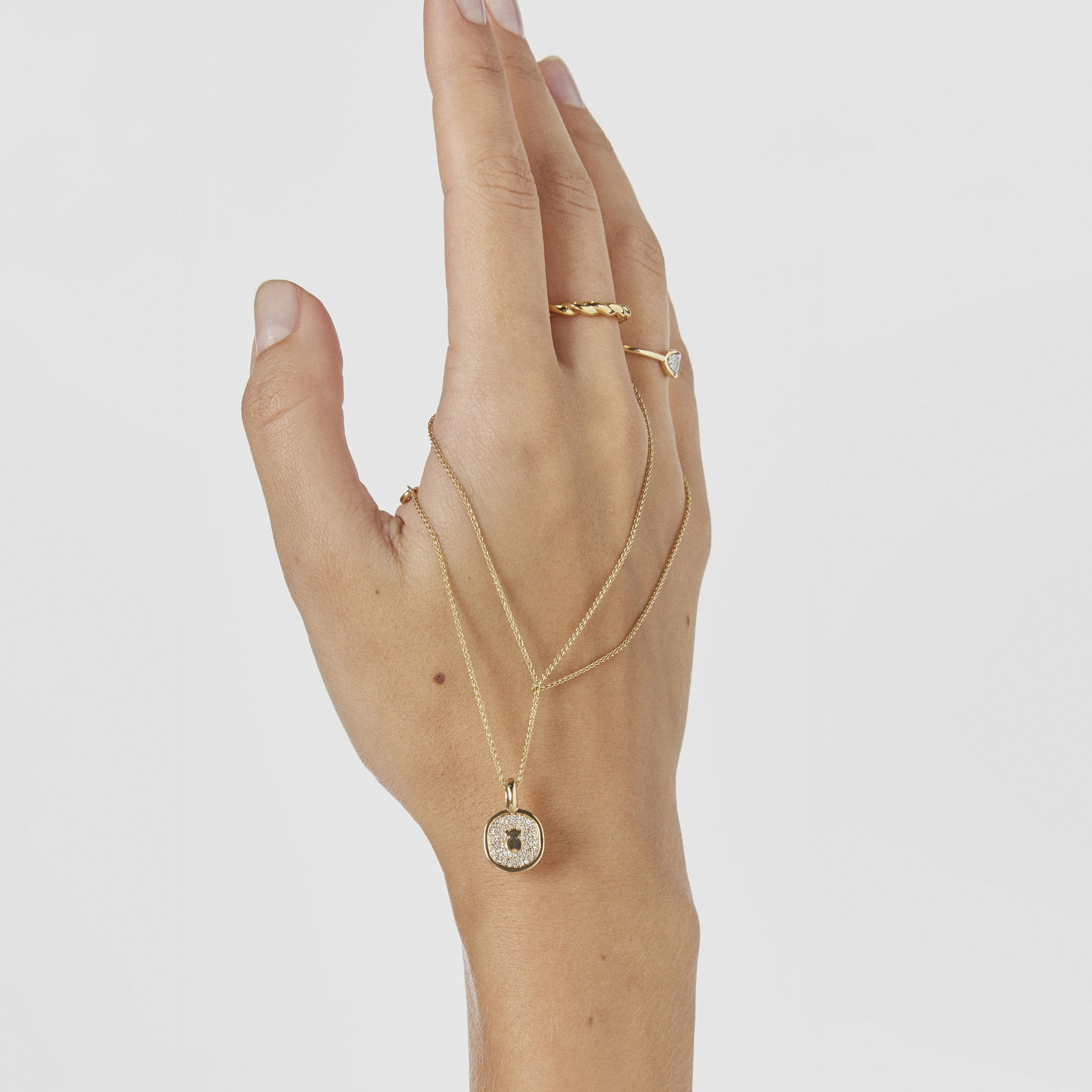 18K solid gold Oursin Pendant with 0.21ct diamonds