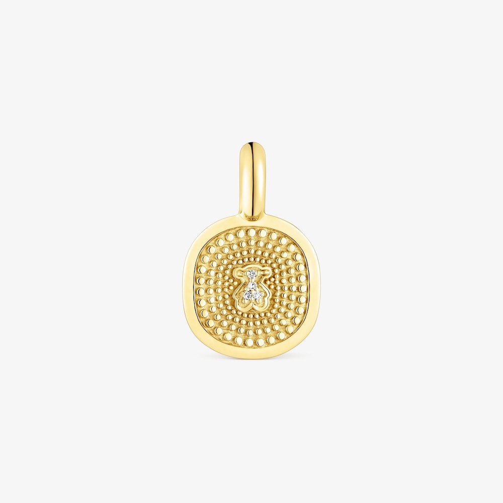 18K solid gold Oursin Pendant with 0.01ct diamonds
