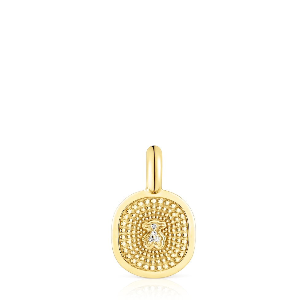 Gold Oursin Pendant with 0,01ct diamonds