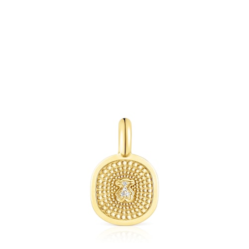 Gold Oursin Pendant with 0,01ct diamonds