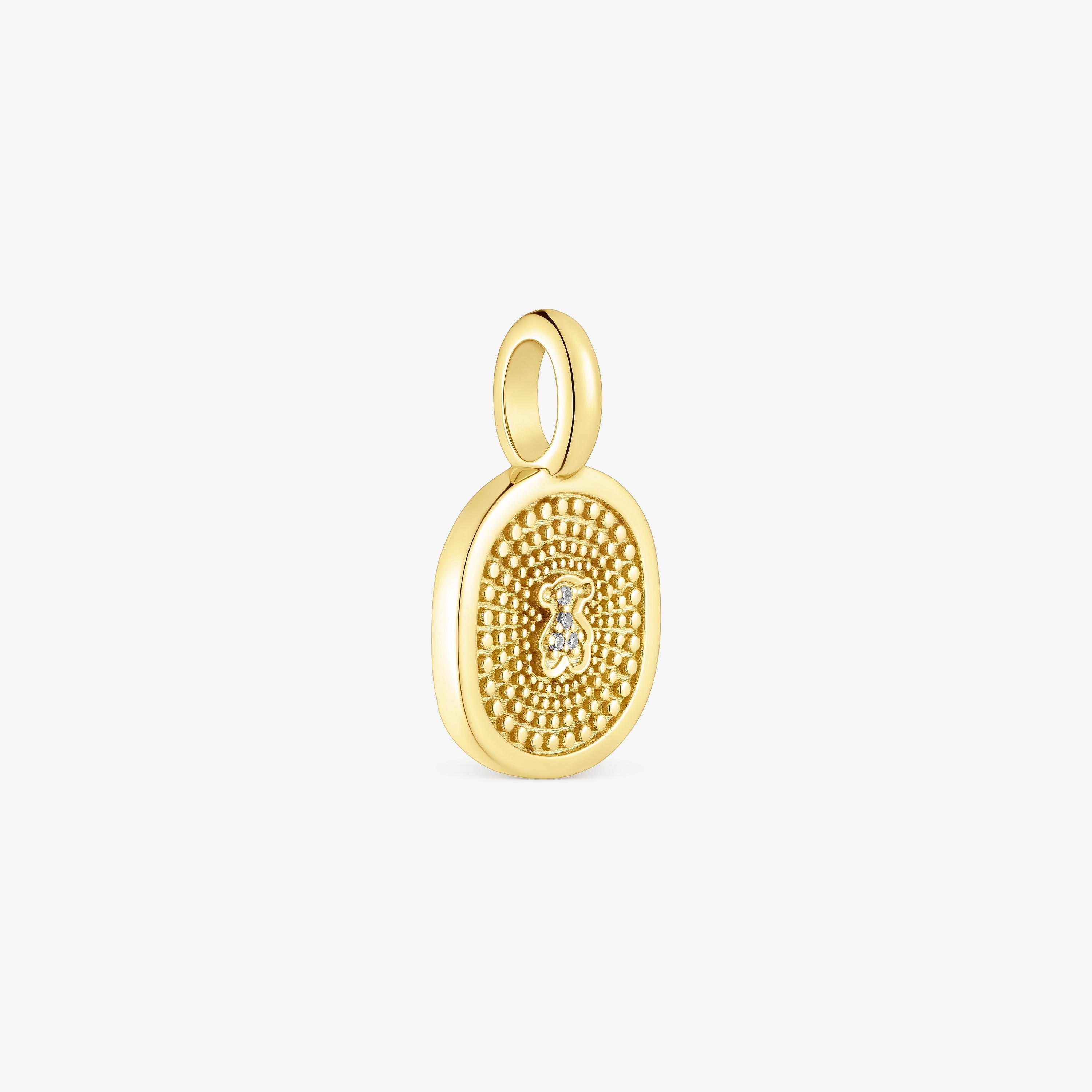 18K solid gold Oursin Pendant with 0.01ct diamonds