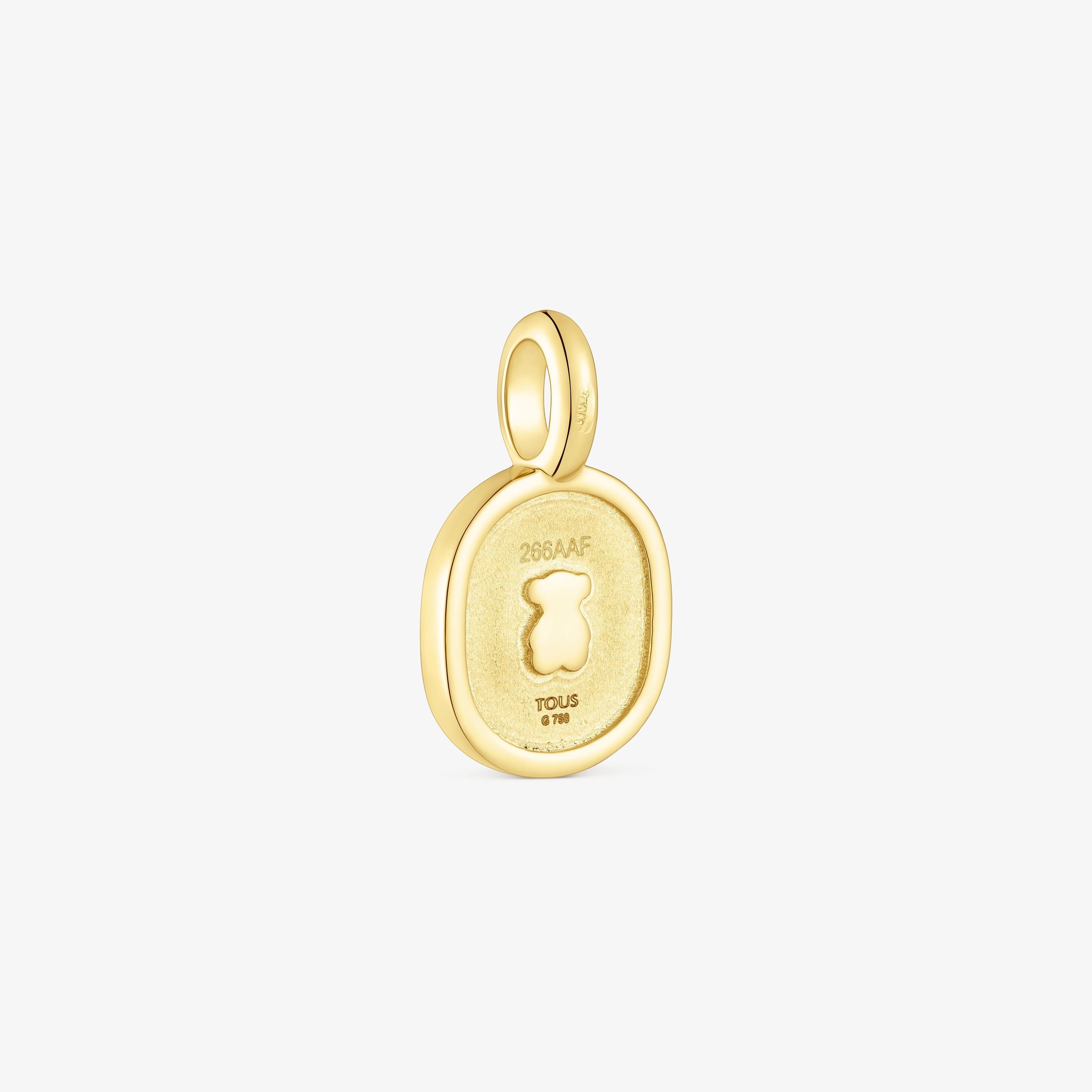 18K solid gold Oursin Pendant with 0.01ct diamonds