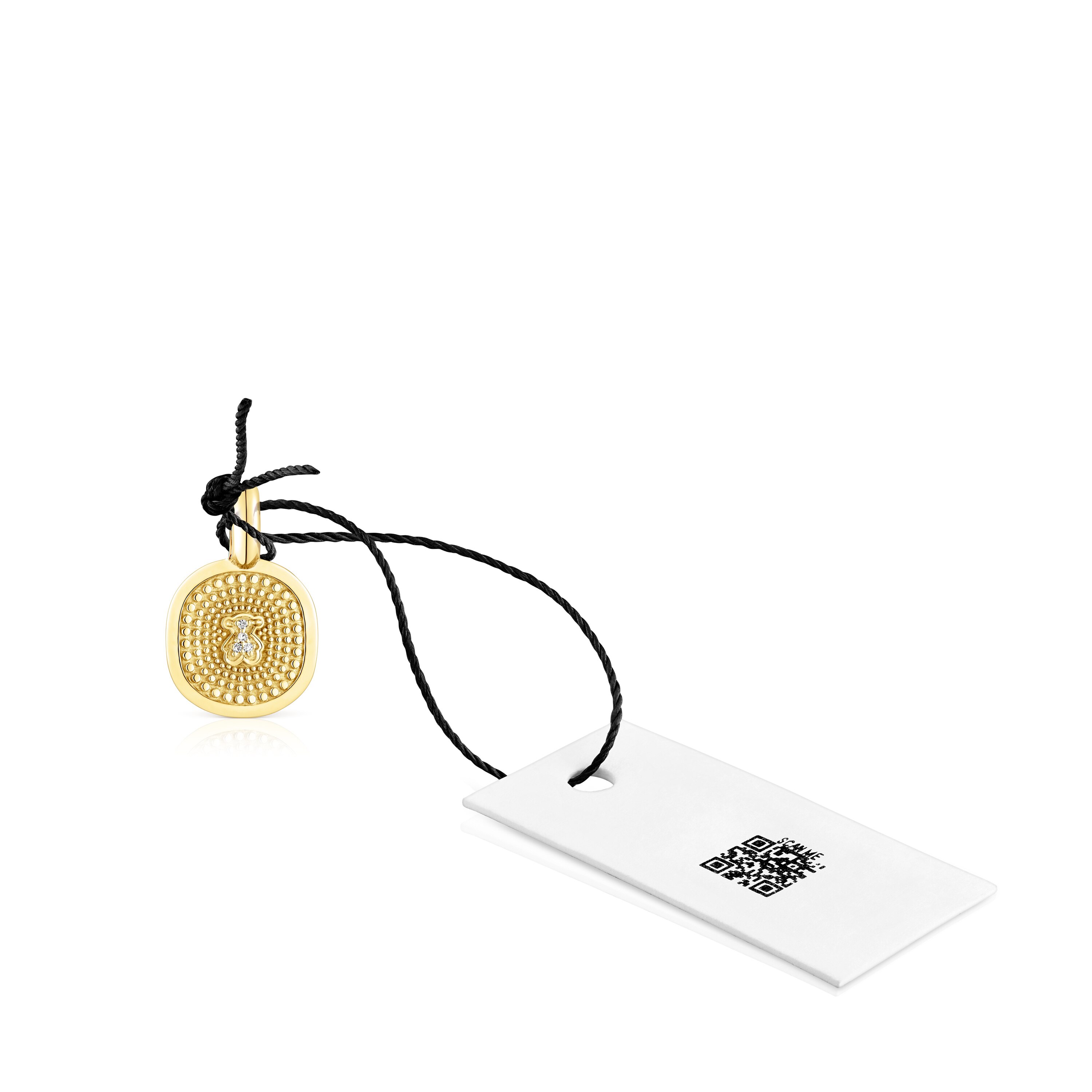 18K solid gold Oursin Pendant with 0.01ct diamonds