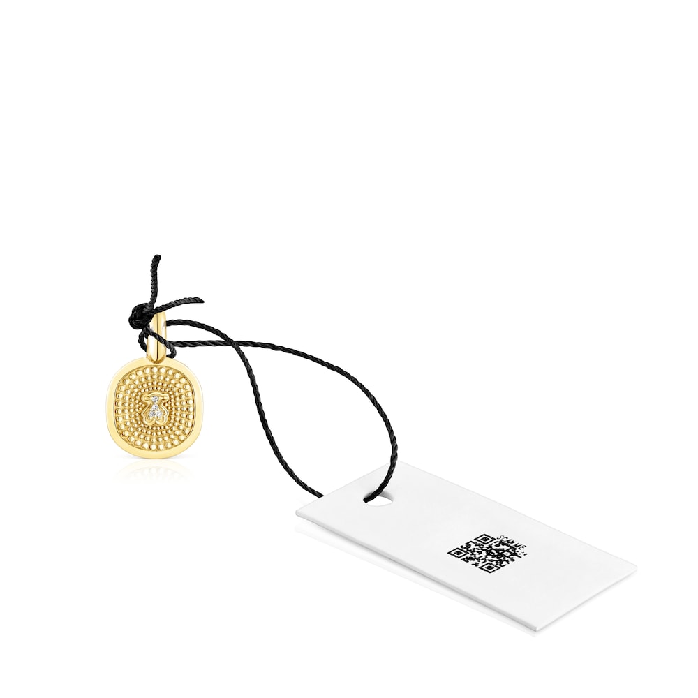 18K solid gold Oursin Pendant with 0.01ct diamonds