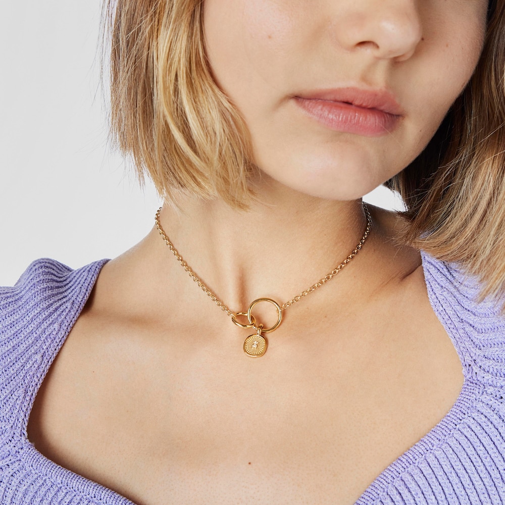 18K solid gold Oursin Pendant with 0.01ct diamonds