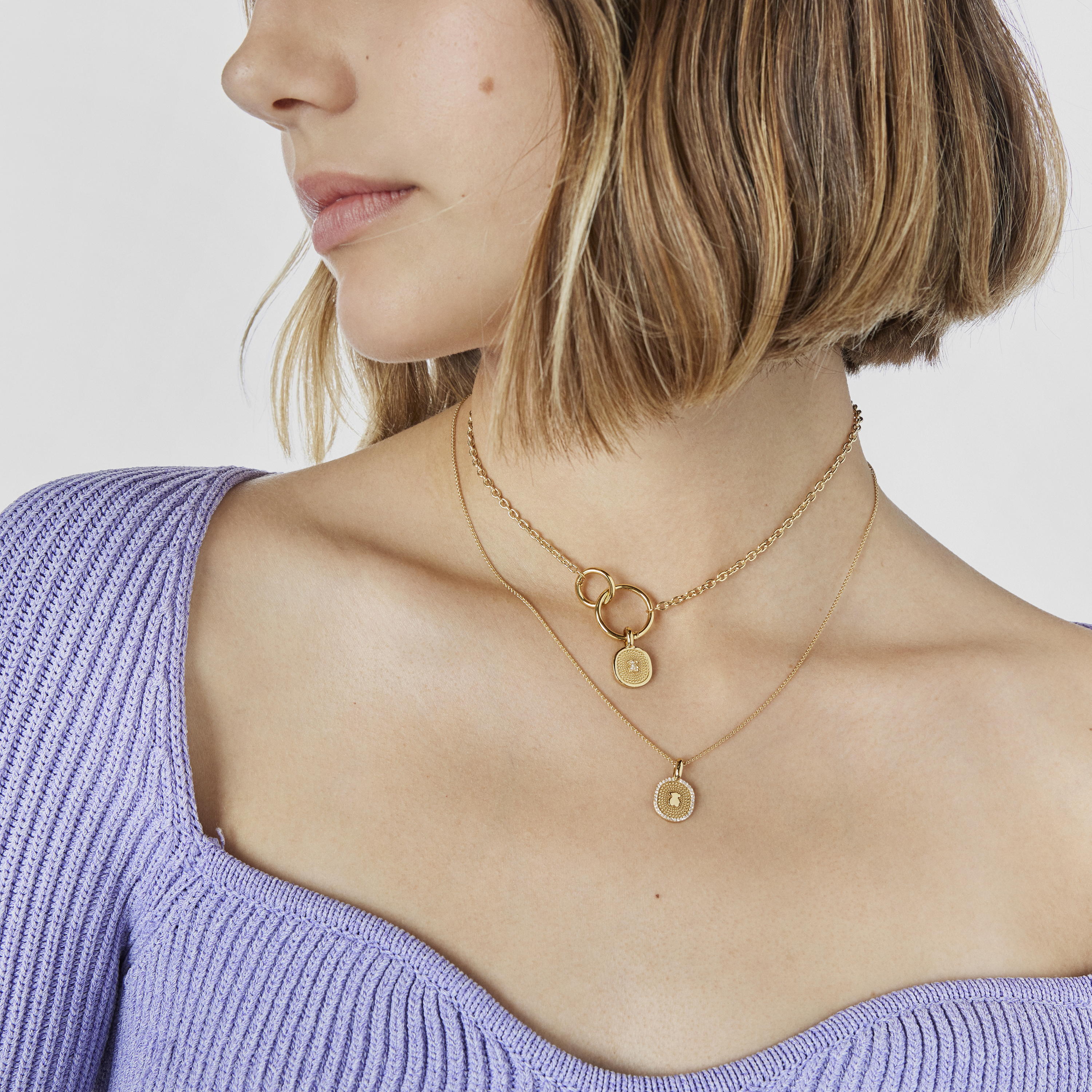 18K solid gold Oursin Pendant with 0.01ct diamonds