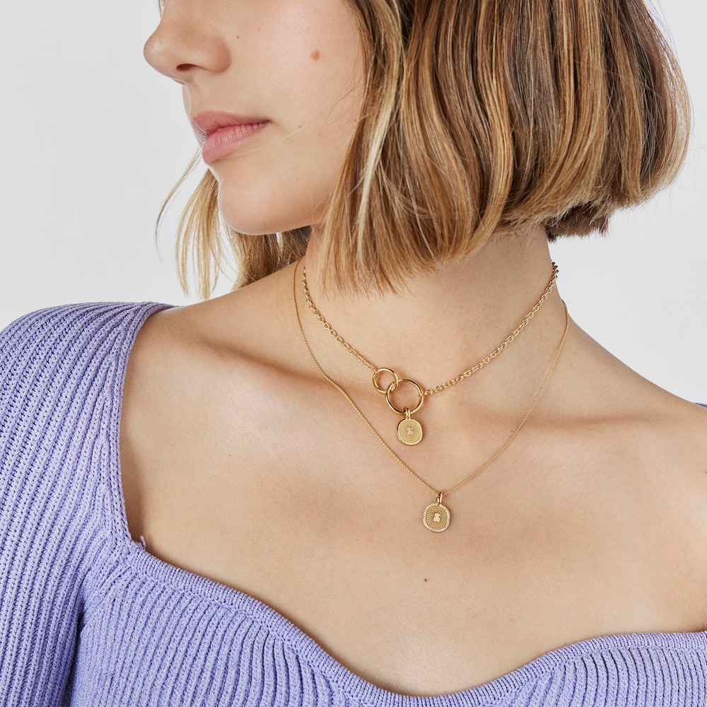 18K solid gold Oursin Pendant with 0.01ct diamonds