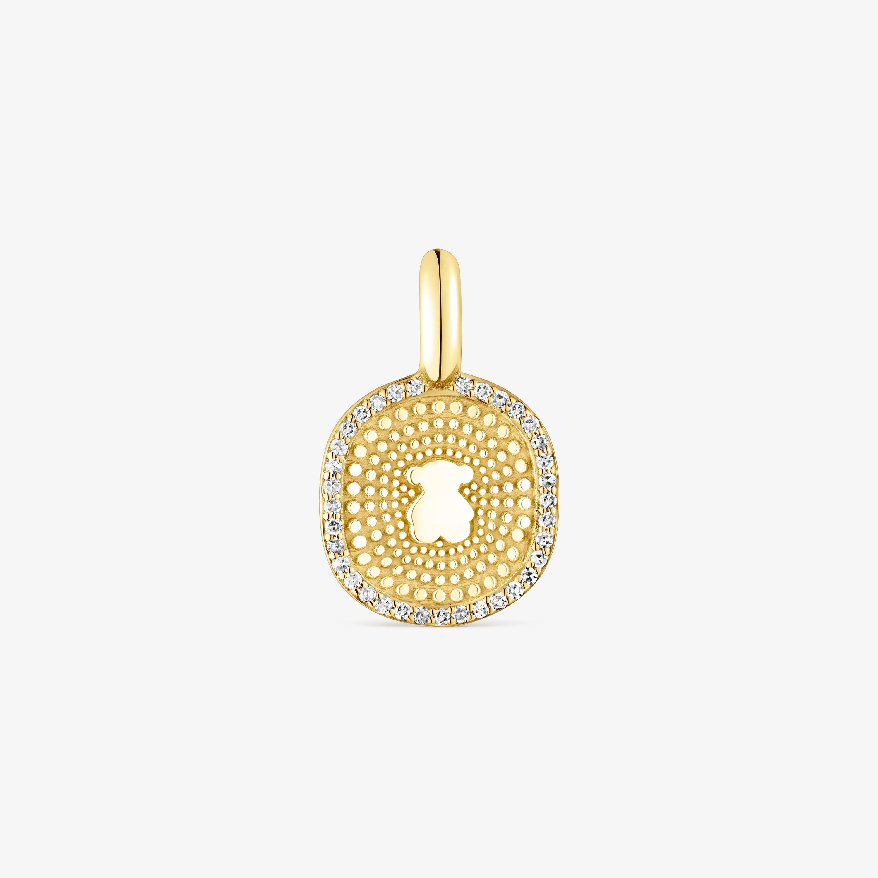 18K solid gold Oursin Pendant with 0.09ct diamonds