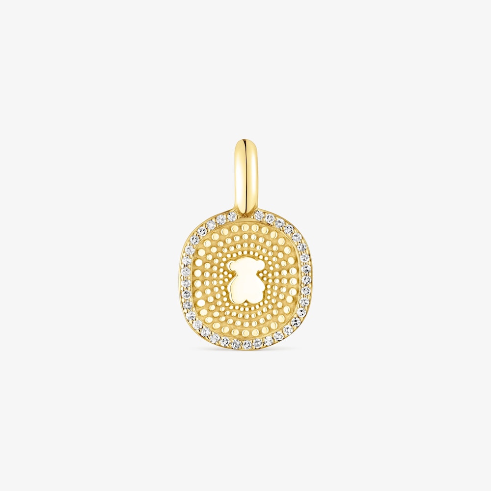 18K solid gold Oursin Pendant with 0.09ct diamonds
