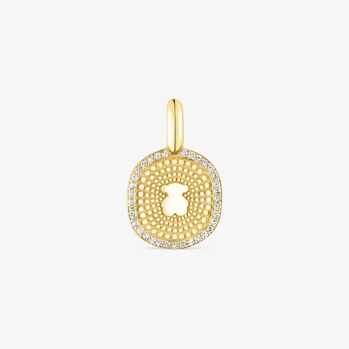 18K solid gold Oursin Pendant with 0.09ct diamonds