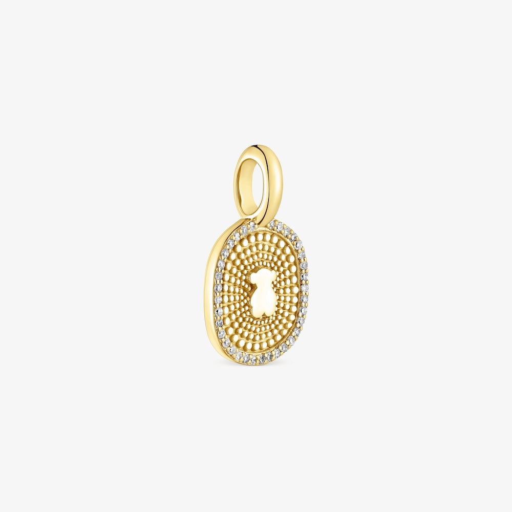 18K solid gold Oursin Pendant with 0.09ct diamonds