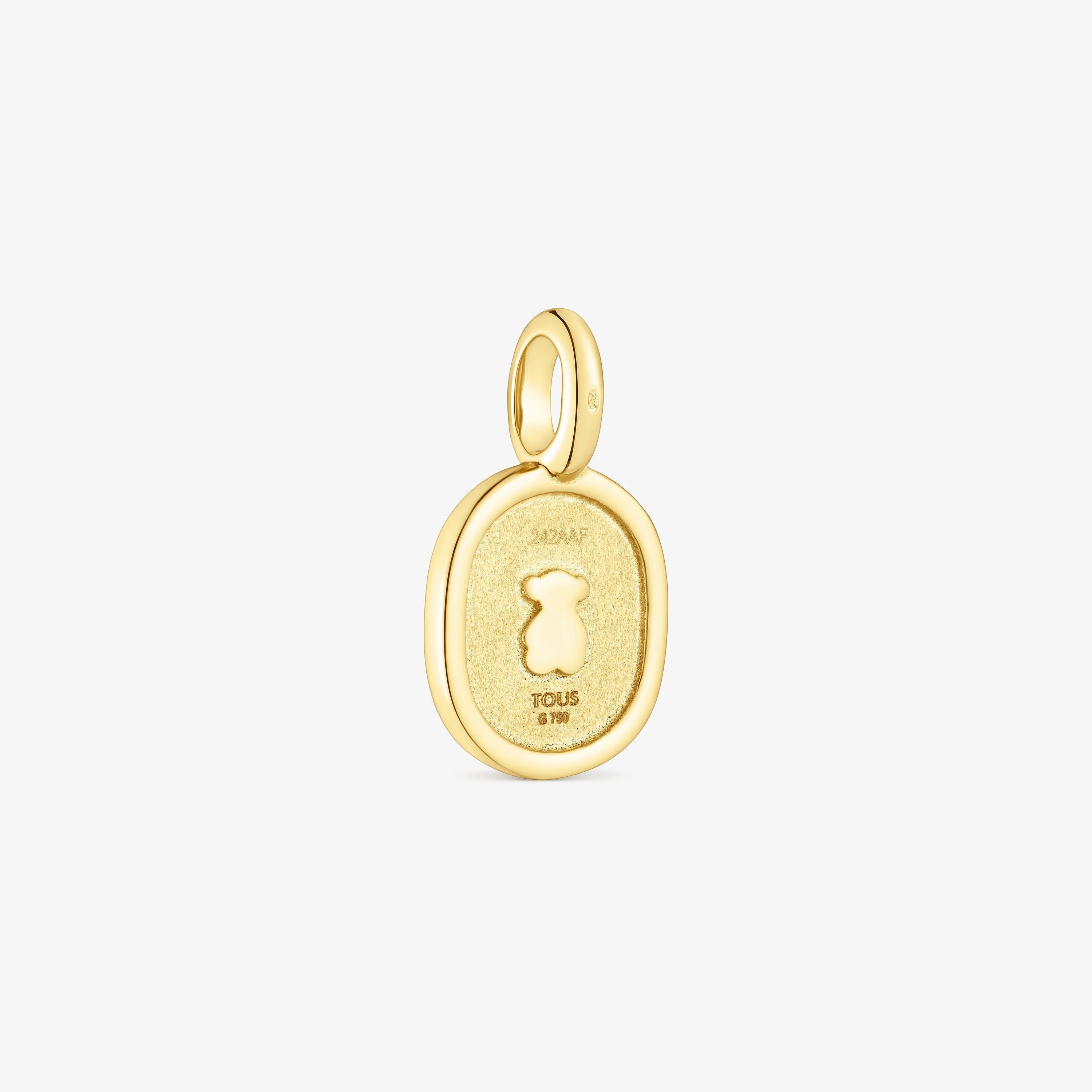 18K solid gold Oursin Pendant with 0.09ct diamonds