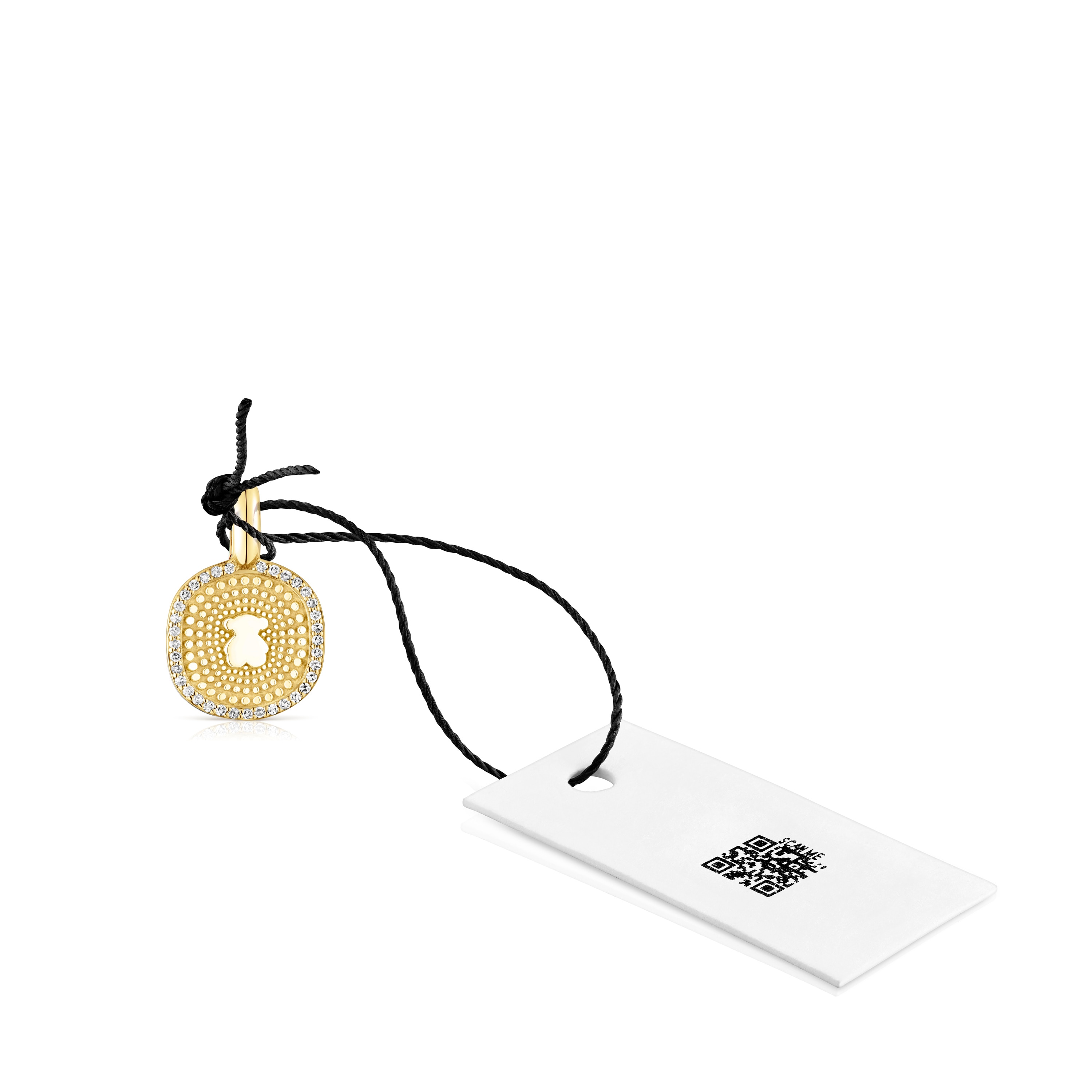 18K solid gold Oursin Pendant with 0.09ct diamonds