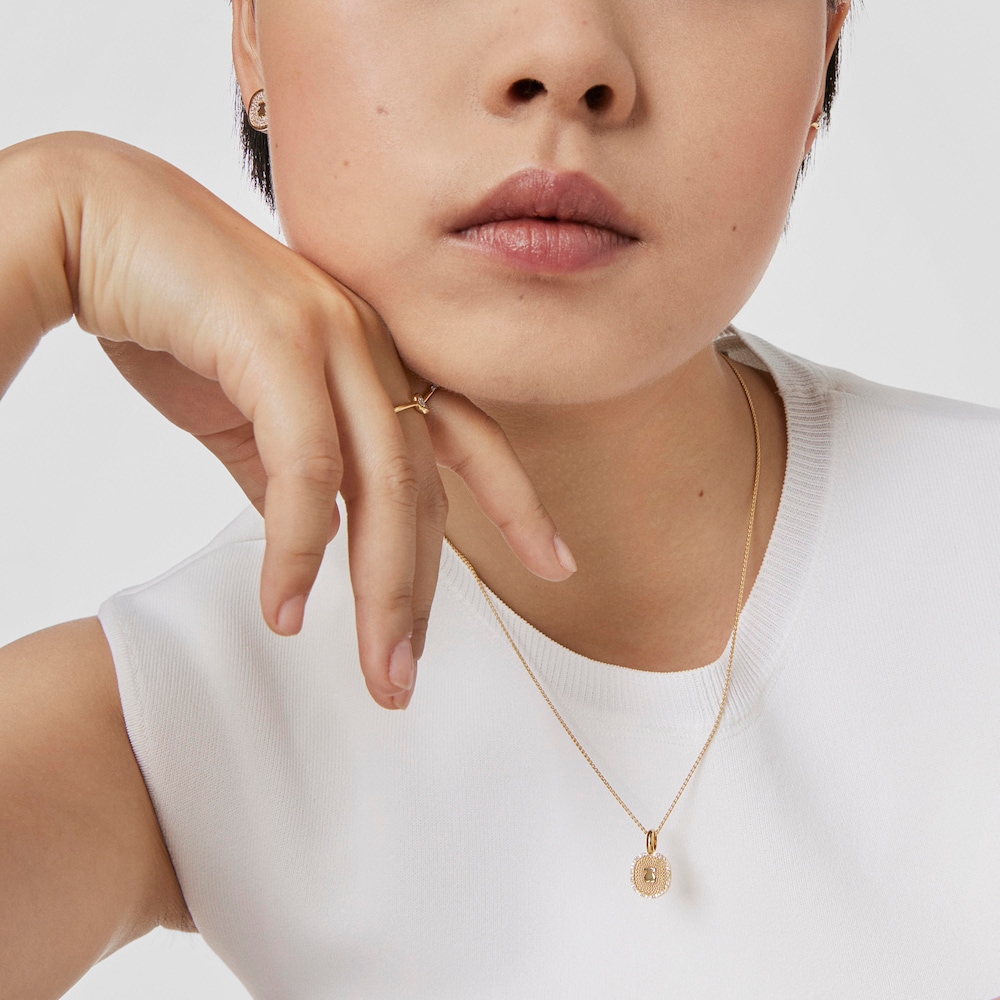 18K solid gold Oursin Pendant with 0.09ct diamonds