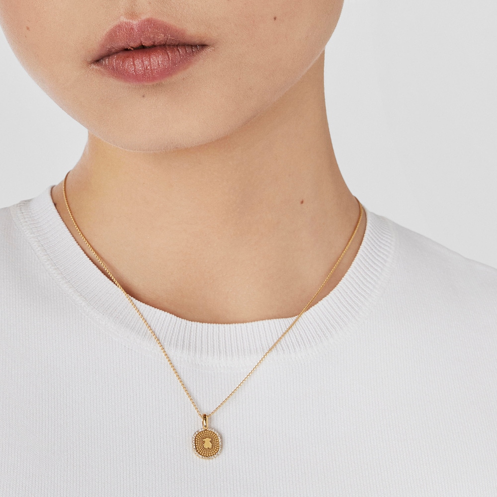 18K solid gold Oursin Pendant with 0.09ct diamonds