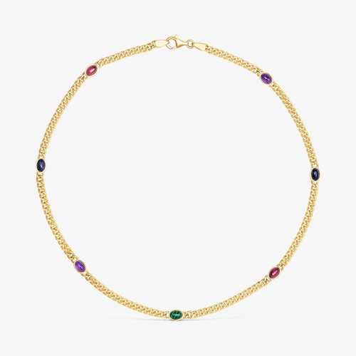 Collar con ba&ntilde;o de oro 18 kt sobre plata y gemas Tamara Falc&oacute; X TOUS