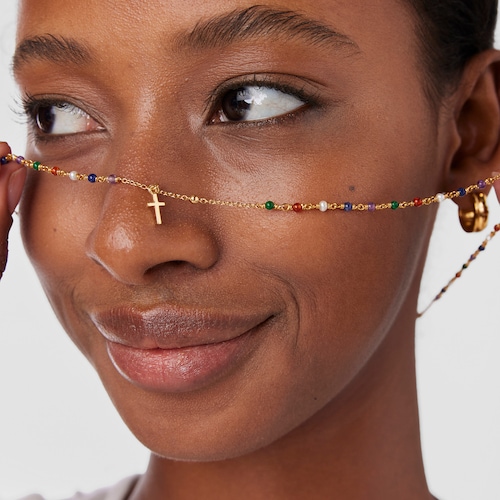 Collar rosario con baño de oro 18 kt sobre plata y gemas y motivo cruz Tamara Falcó X TOUS