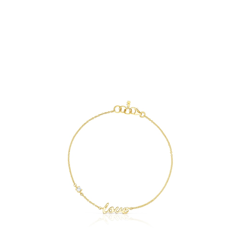 Złota bransoletka z diamentem i motywem Love