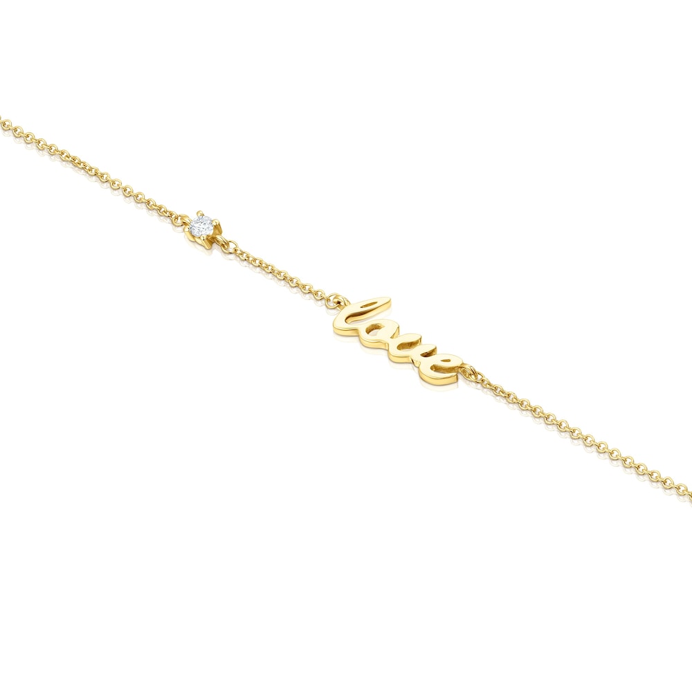 Złota bransoletka z diamentem i motywem Love