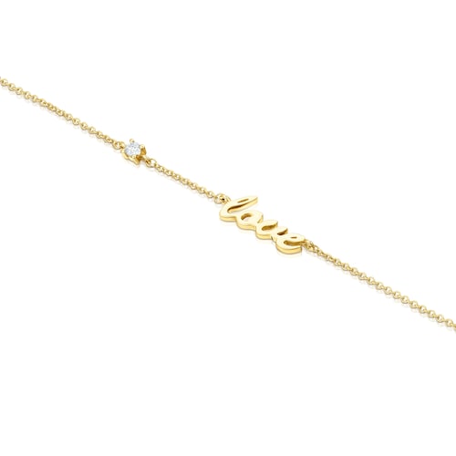 Gold Crossword Love Bracelet with diamond
